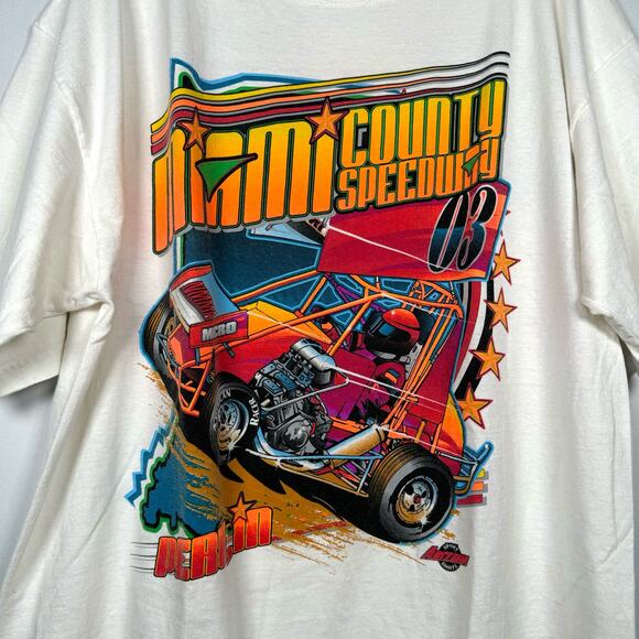Retro Gildan 2003 Miami County Speedway Peru, IN 100% Cotton Graphic Tee Size XL - Picture 3 of 6